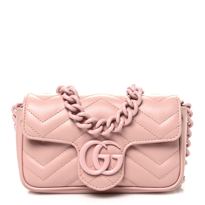 Gucci Calfskin Matelasse Monochrome GG Marmont Chain Belt Bag Perfect Pink 1 of 10