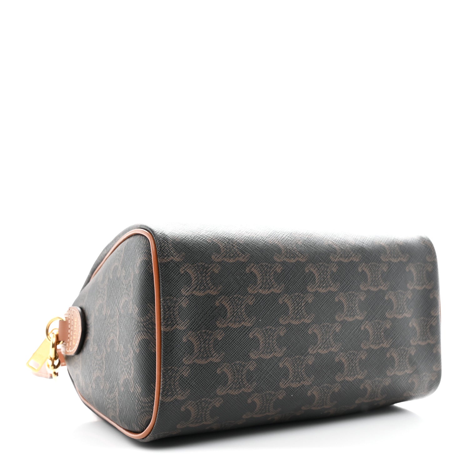 Celine Triomphe Canvas Calfskin Small Boston Bag Tan 4 of 11