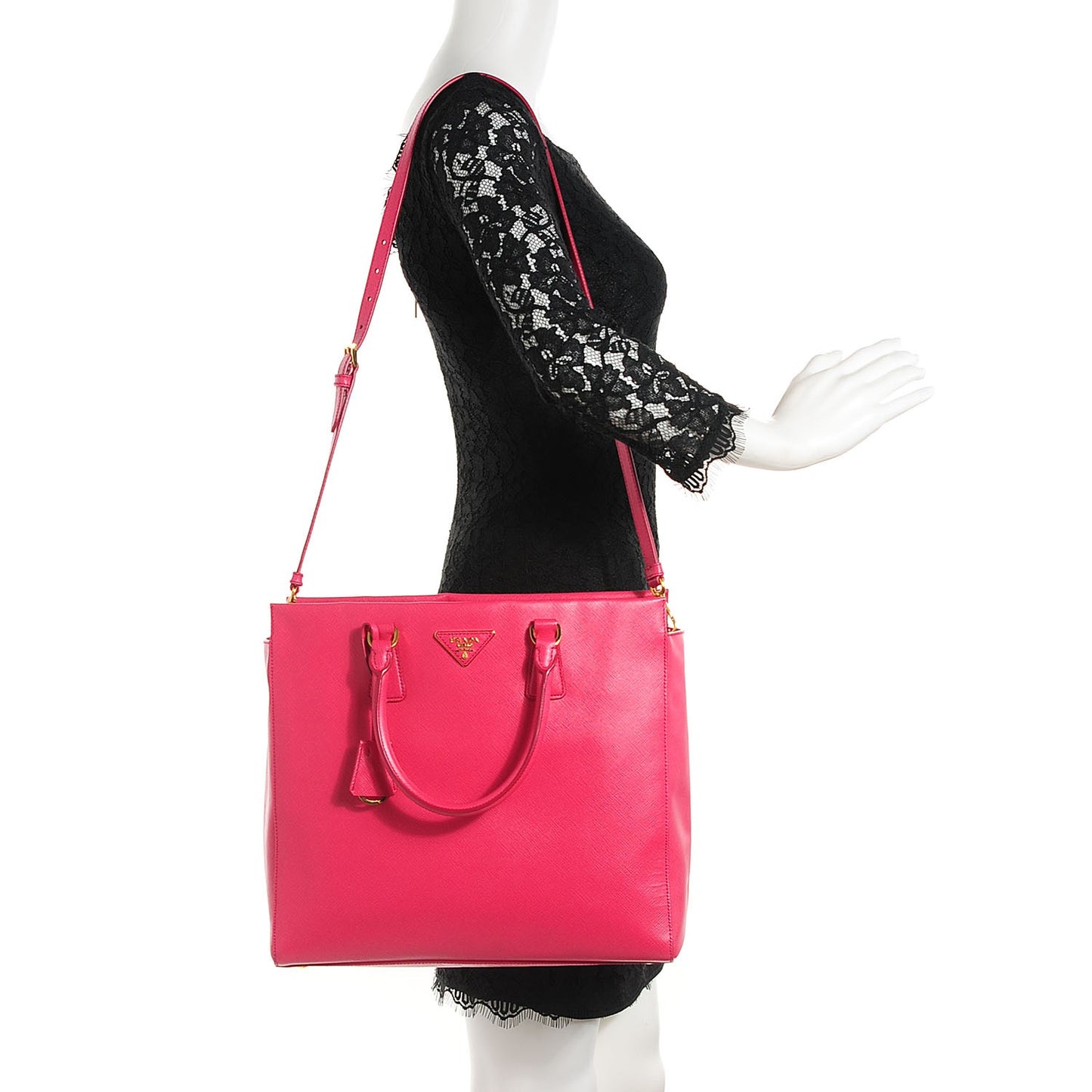 Saffiano Lux Double Handle Shopping Tote Peonia
