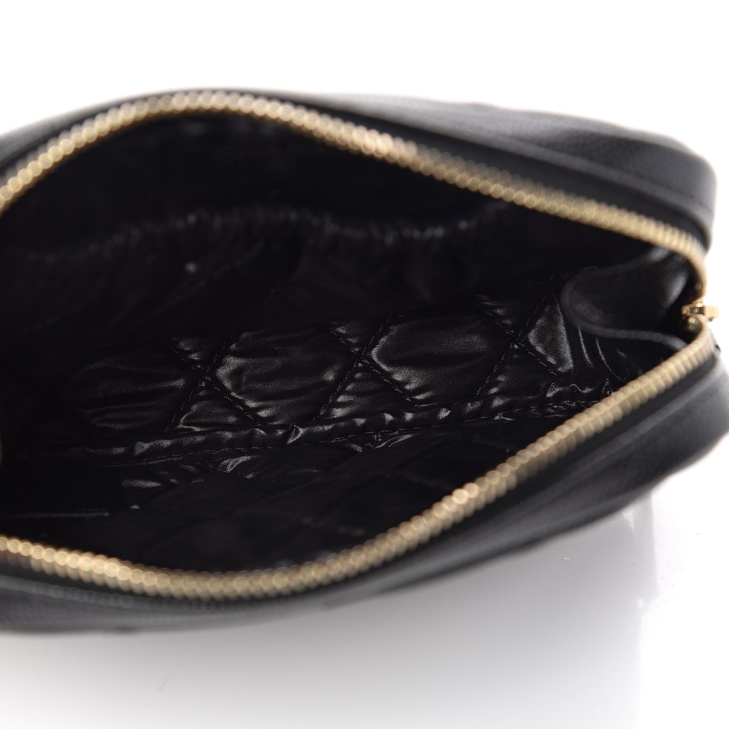 Caviar Quilted Small Curvy Pouch Cosmetic Case Black