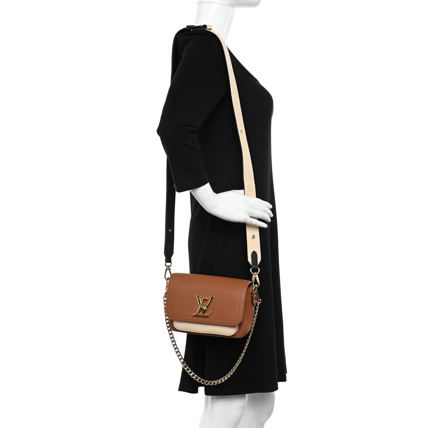 Louis Vuitton Grained Calfskin Lockme Tender Chataigne Brown 2 of 11