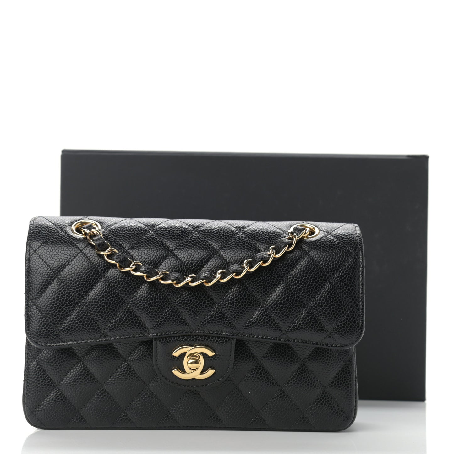 Caviar Quilted Small Double Flap Black