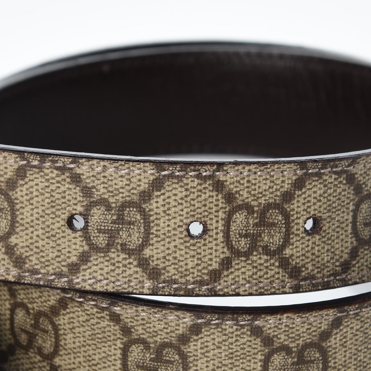 GG Supreme Monogram Plaque Belt 90 36 Dark Brown