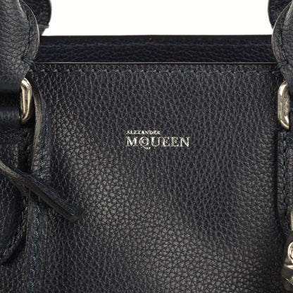 Alexander McQueen Pebbled Calfskin Small Skull Padlock Zip Around Tote Navy 9 of 28