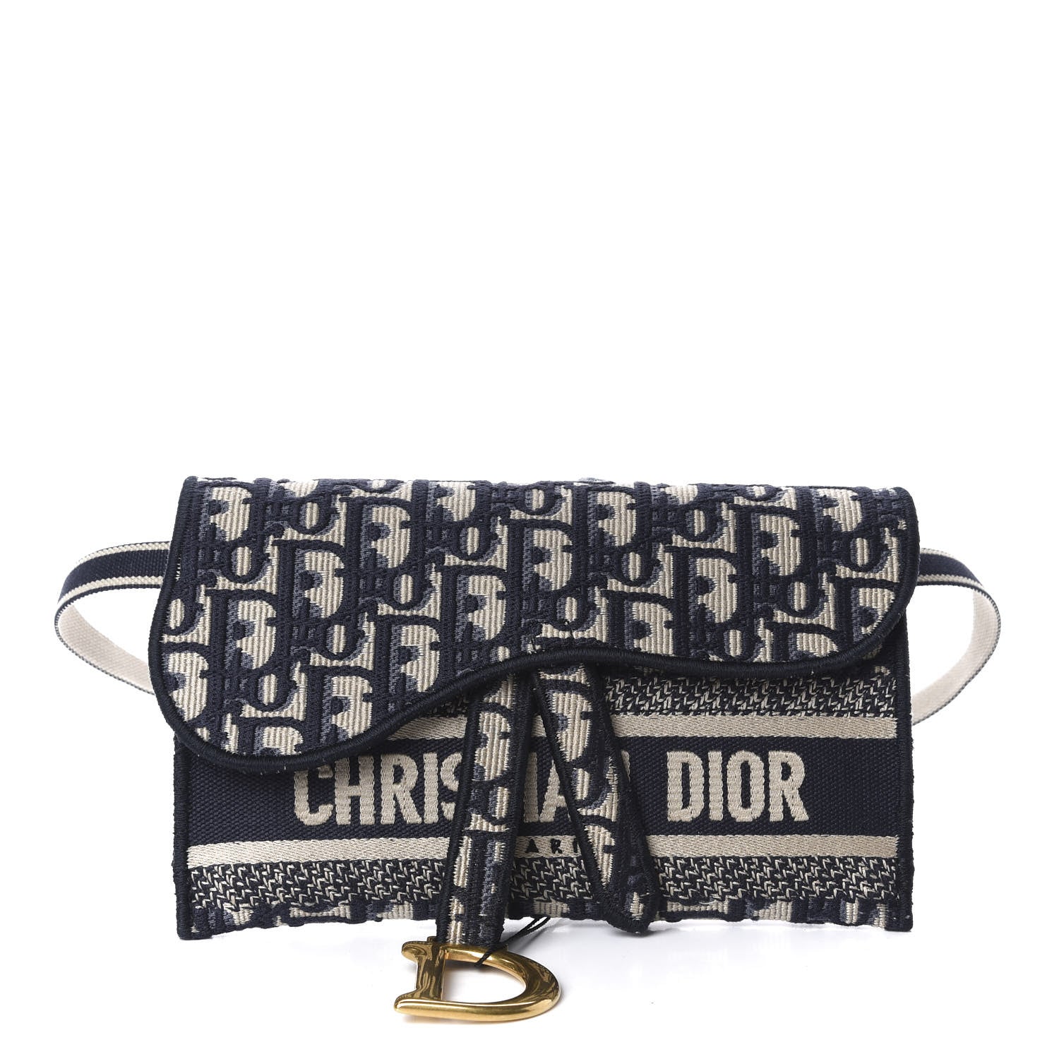 Christian Dior Oblique Slim Saddle Pouch Blue 1 of 10