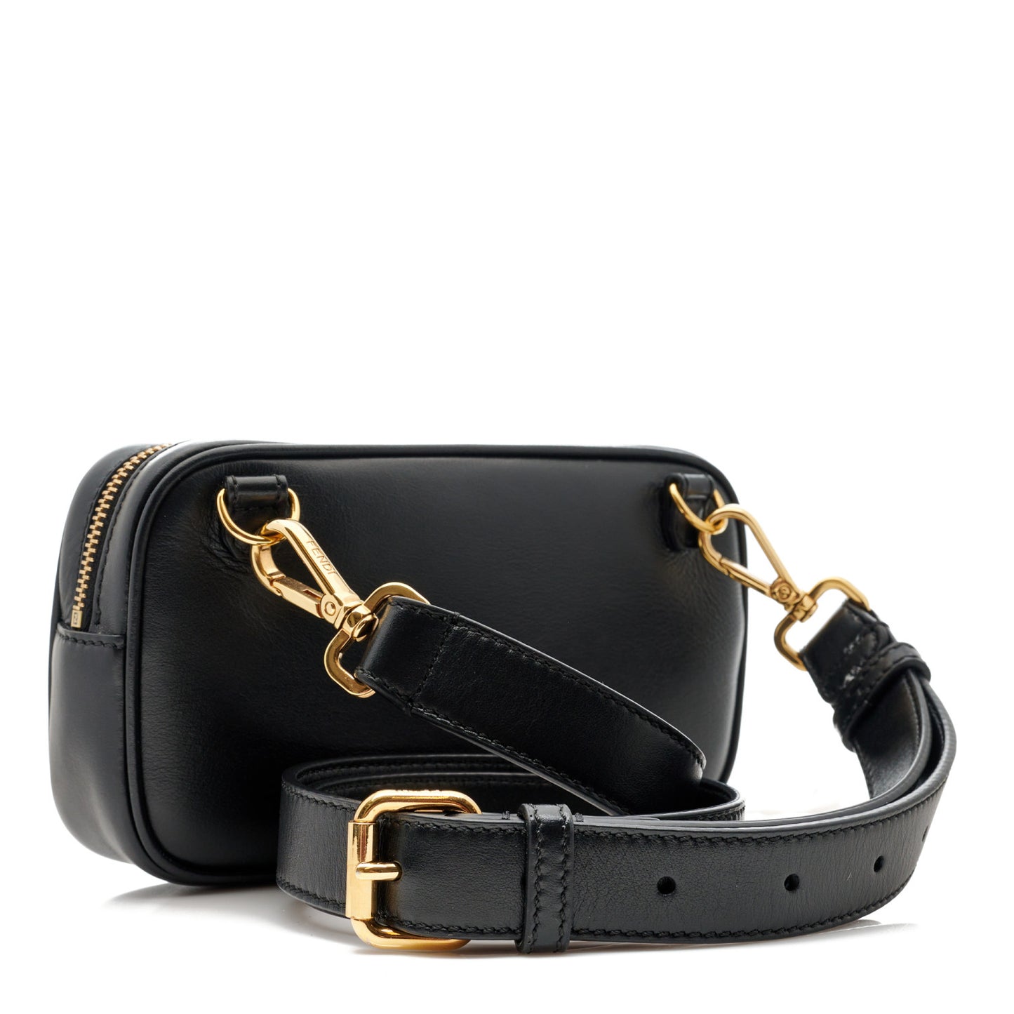X VERSACE Vitello Cover Fendace Medusa Small Camera Case Black Gold