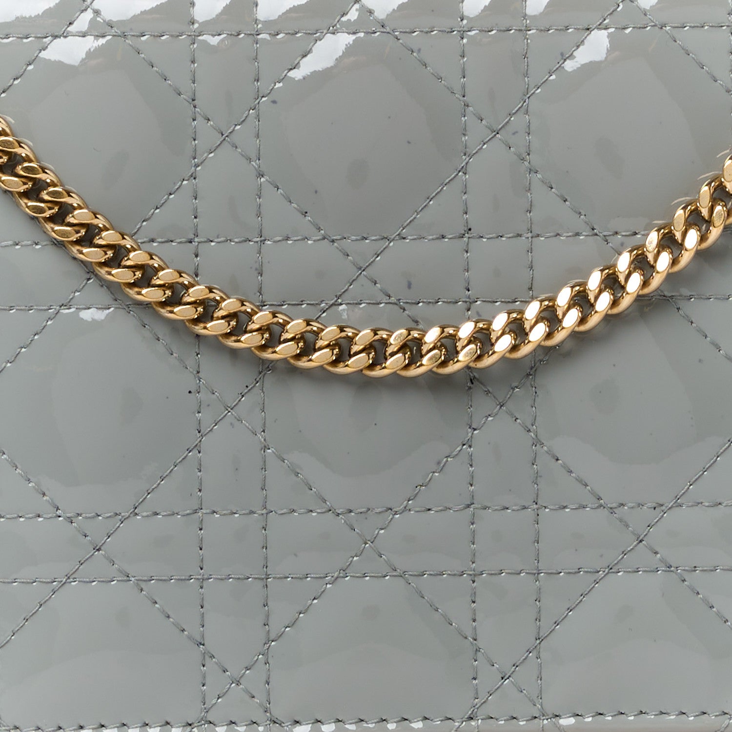 Christian Dior Patent Cannage Lady Dior Chain Wallet Denim 12 of 16