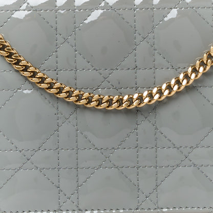 Christian Dior Patent Cannage Lady Dior Chain Wallet Denim 12 of 16