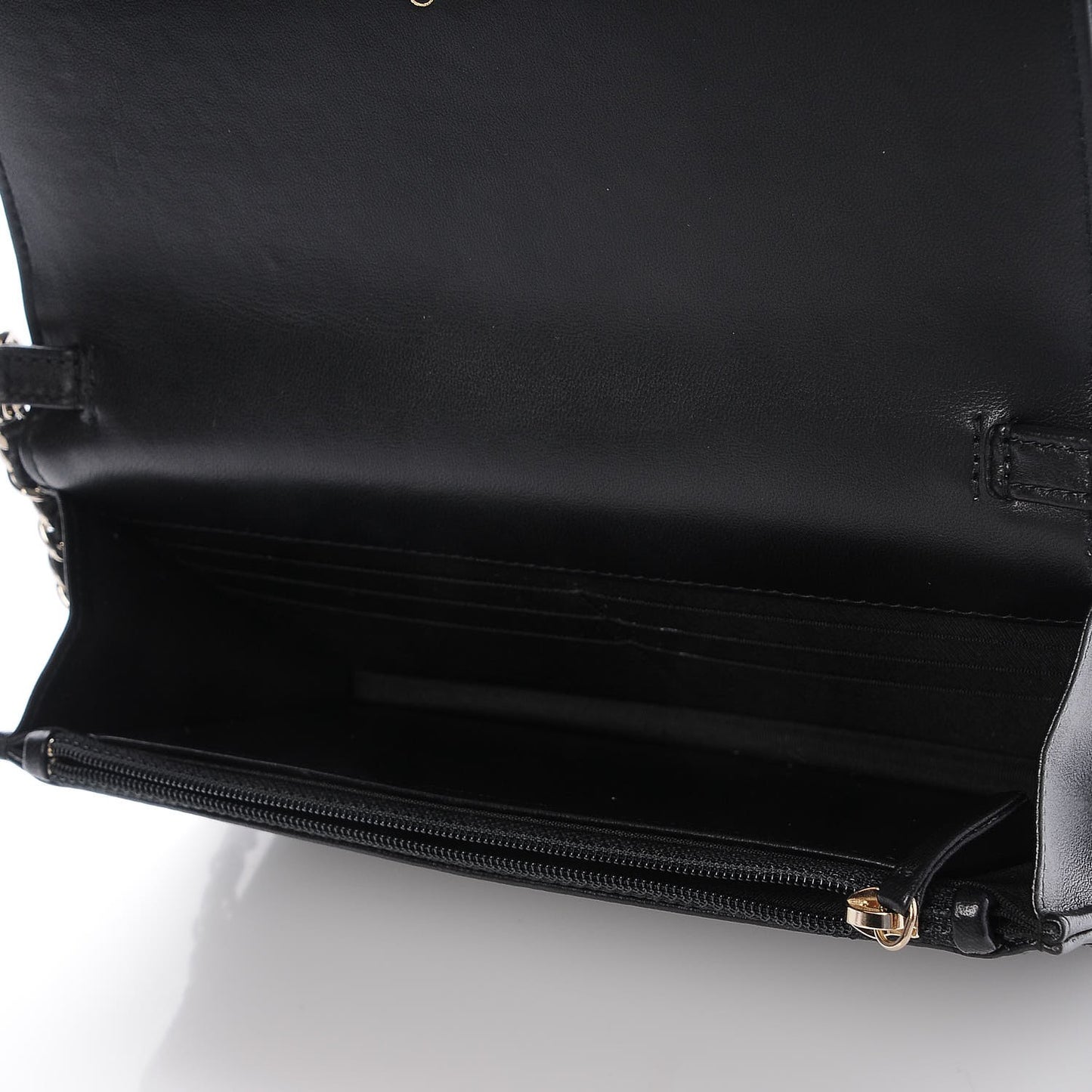 Lambskin Quilted Pearl Wallet On Chain WOC Black