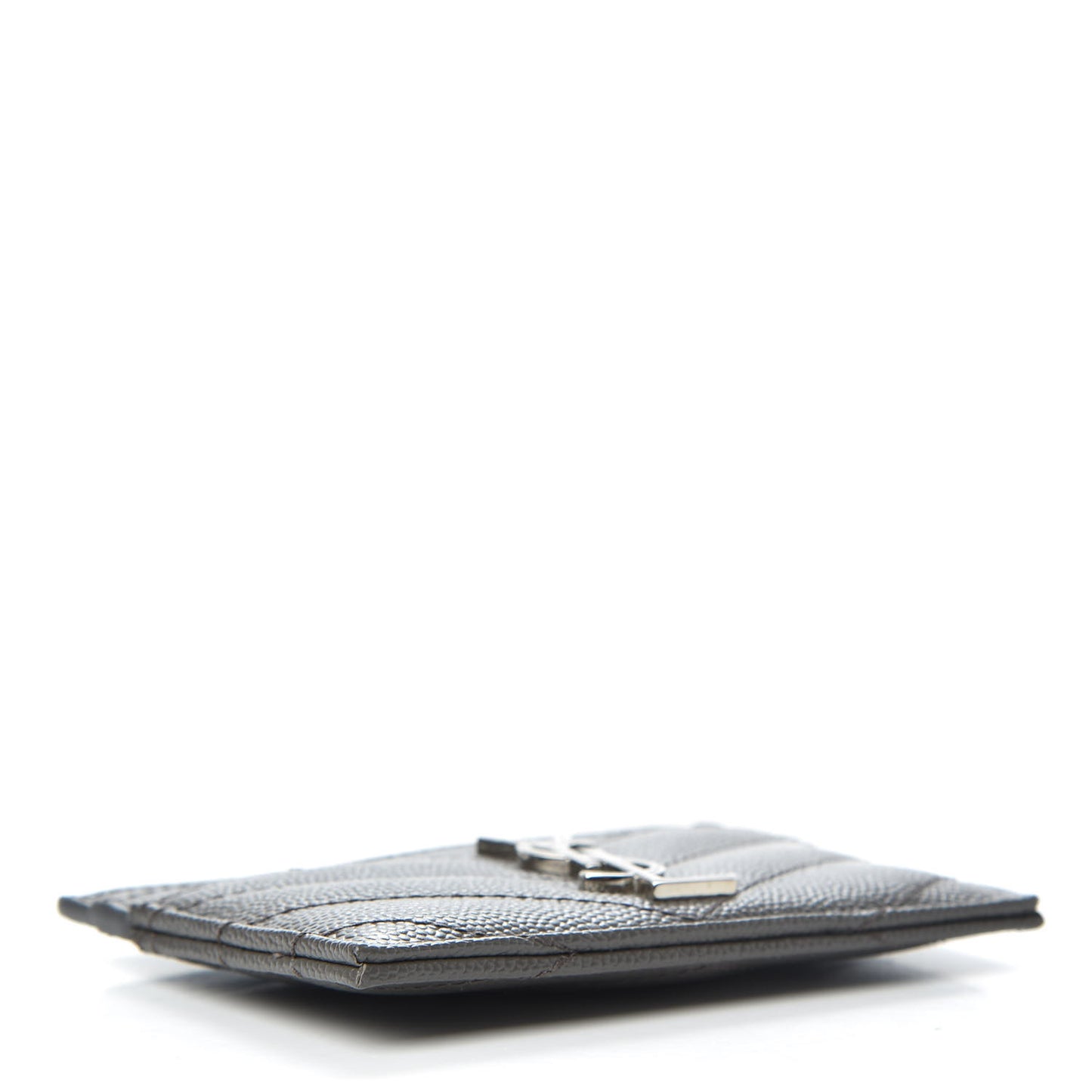 Grain De Poudre Matelasse Chevron Monogram Credit Card Case Coal