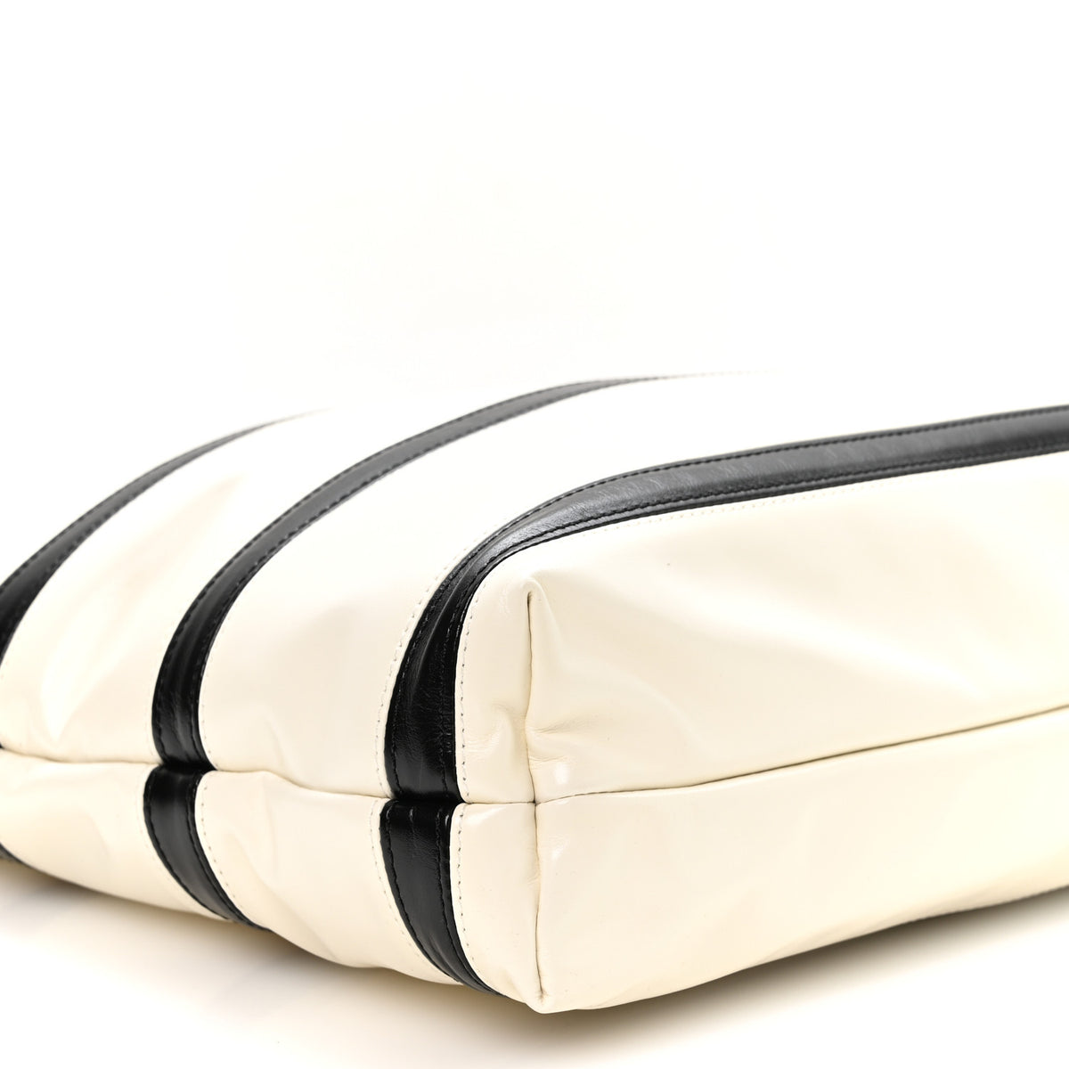 Shiny Calfskin Striped Small Chanel 22 Black White