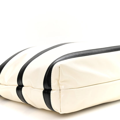 Chanel Shiny Calfskin Striped Small Chanel 22 Black White 10 of 12