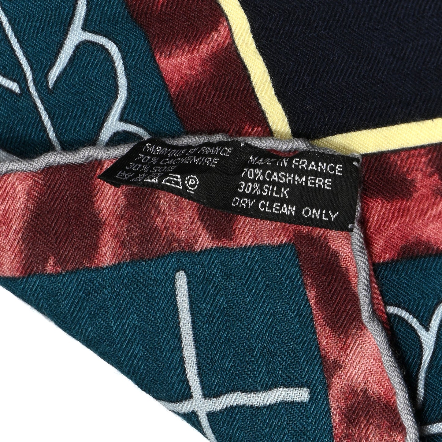 Cashmere Silk Selle d'Officier En Grande Tenue Shawl 140 Marine Petrole Ciel