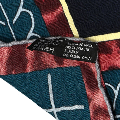 Hermes Cashmere Silk Selle d'Officier En Grande Tenue Shawl 140 Marine Petrole Ciel 3 of 6