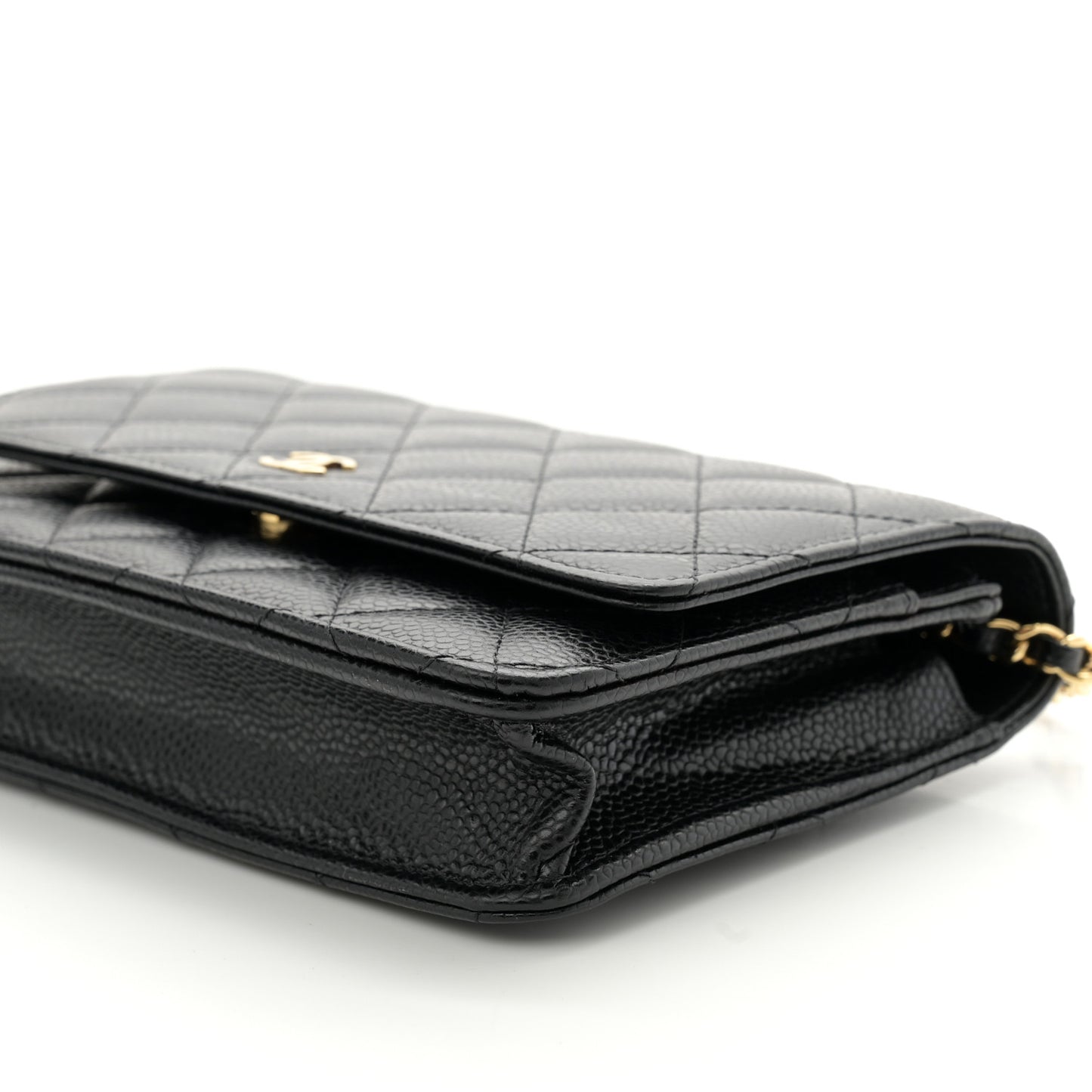 Caviar Quilted Wallet on Chain WOC Black