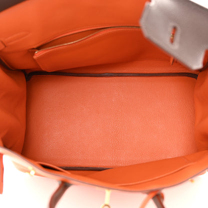 Hermes Togo Bi-Color Birkin 35 Chocolate Orange 5 of 14