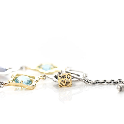 David Yurman Sterling Silver 18K Yellow Gold Chalcedony Blue Topaz Quatrefoil Bracelet 4 of 4