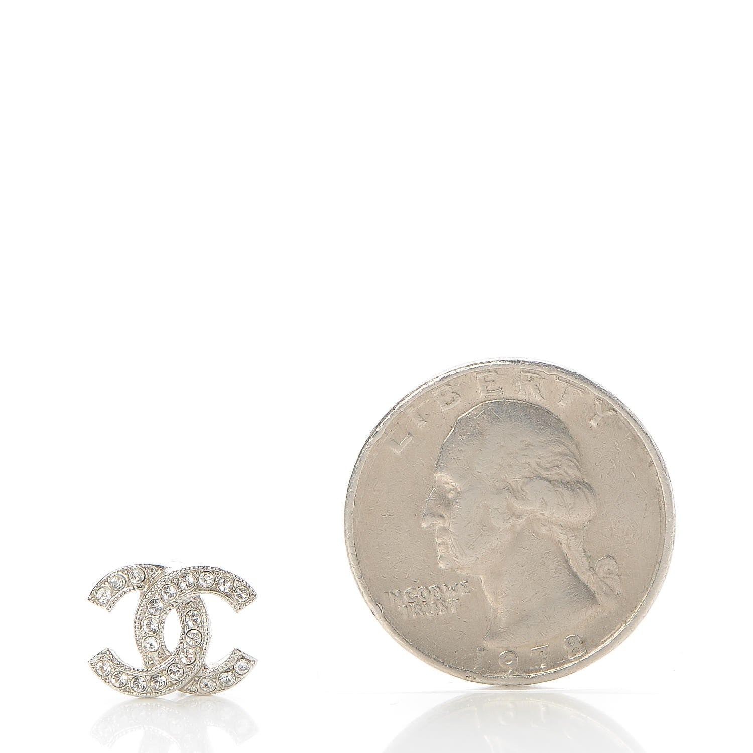 Chanel Crystal CC Earrings Silver 2 of 5