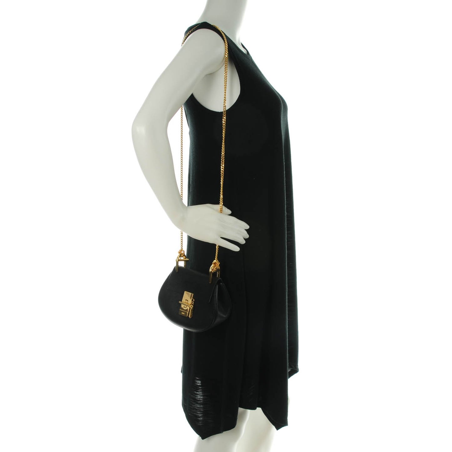 Grained Lambskin Nano Drew Shoulder Bag Black