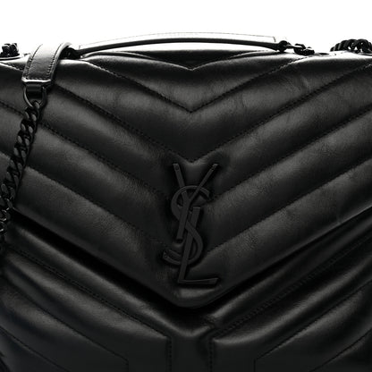 Saint Laurent Calfskin Y Quilted Monogram Monochrome Medium Loulou Chain Satchel Black 8 of 11