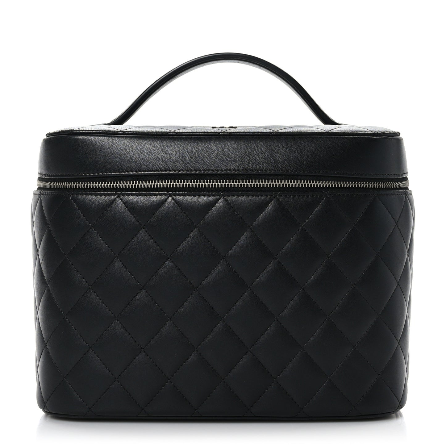 Lambskin Quilted Vanity Pouch Black