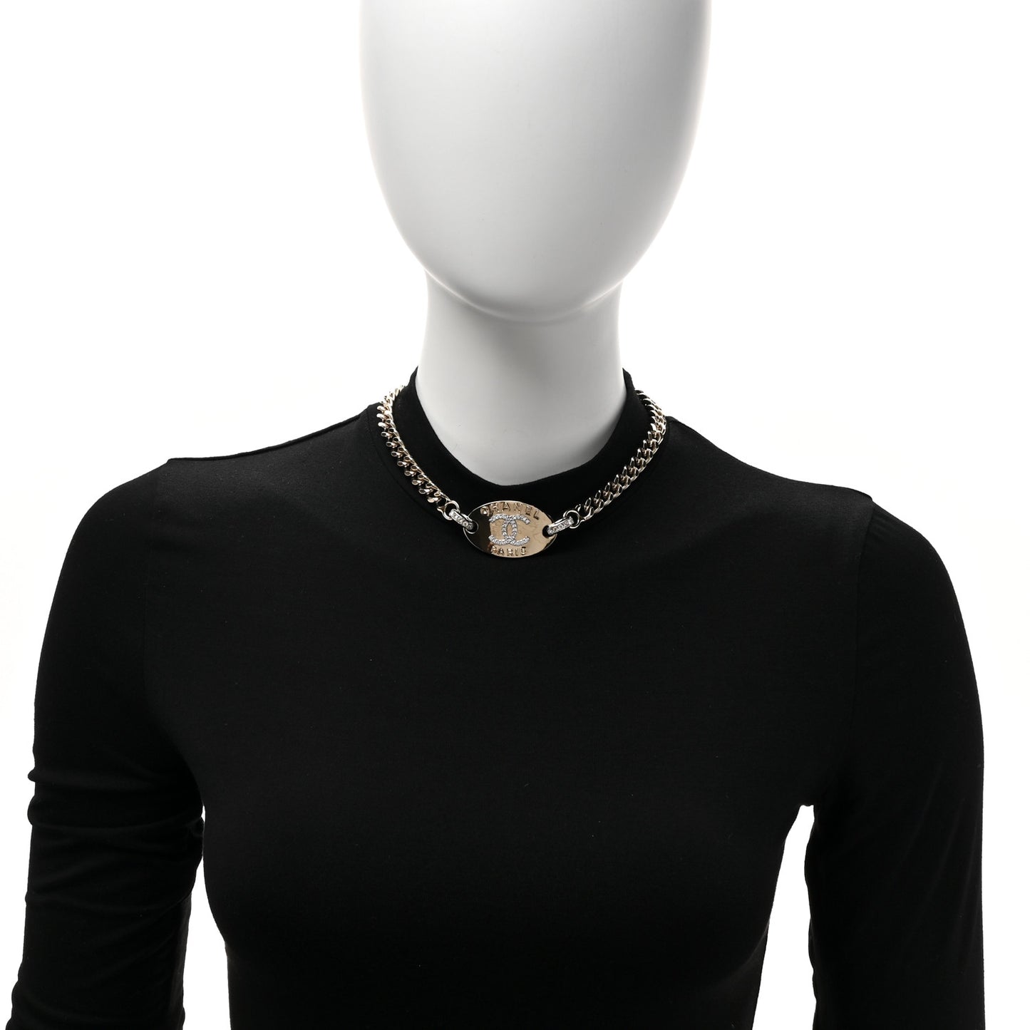 Crystal CC Oval Choker Necklace Gold