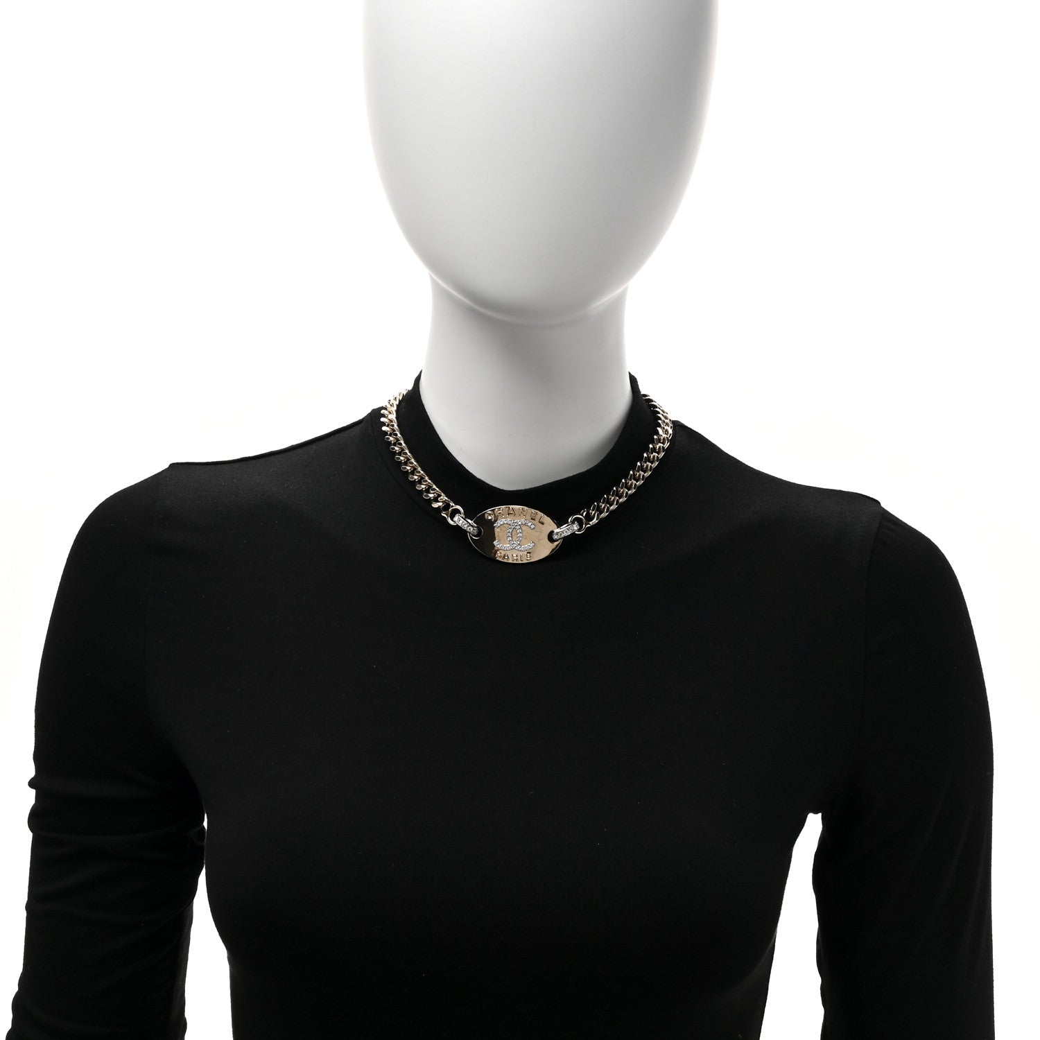 Chanel Crystal CC Oval Choker Necklace Gold 2 of 5