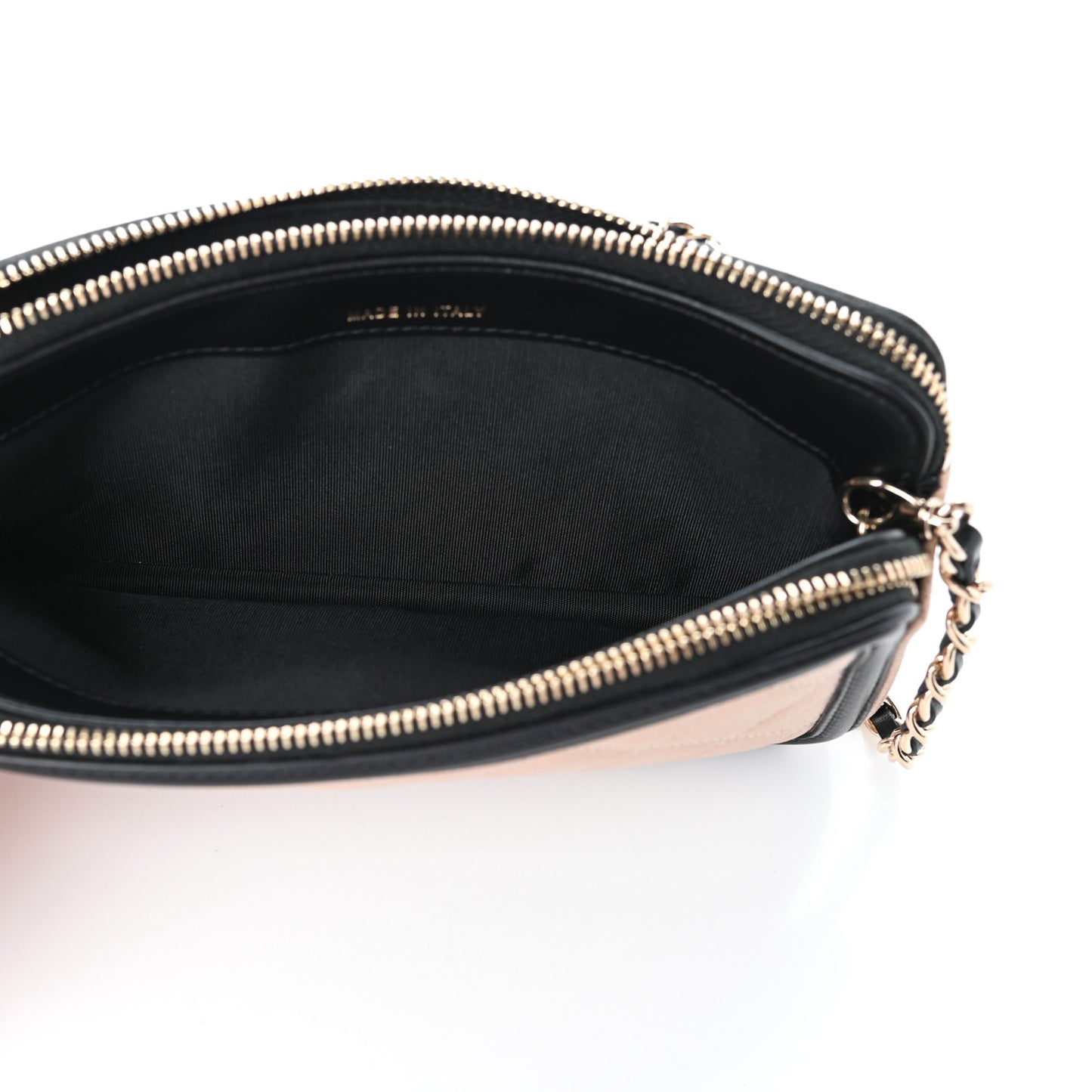 Caviar Quilted CC Filigree Clutch With Chain Beige Black