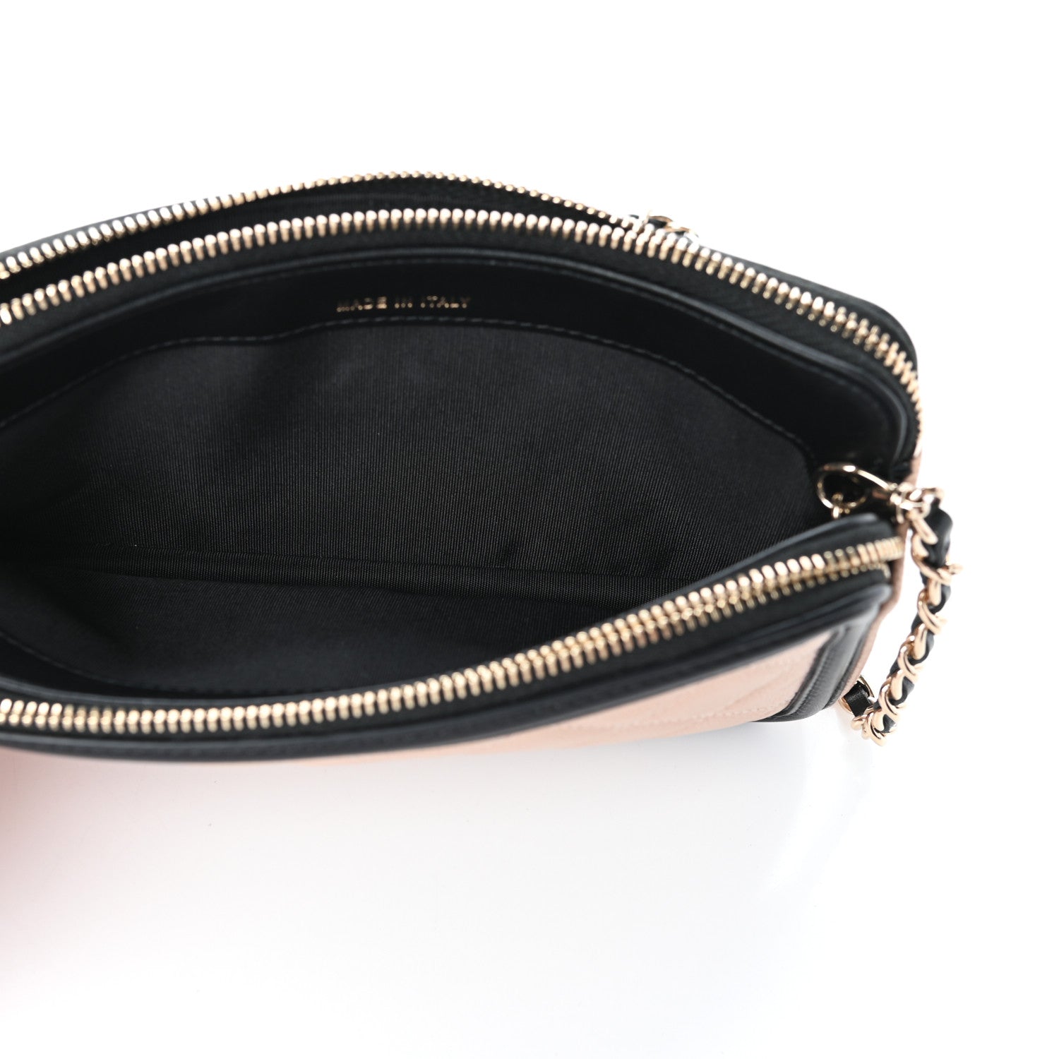 Chanel Caviar Quilted CC Filigree Clutch With Chain Beige Black 5 of 13