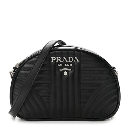 Prada Soft Calfskin Impunture Diagramme Dome Crossbody Bag Black 1 of 8