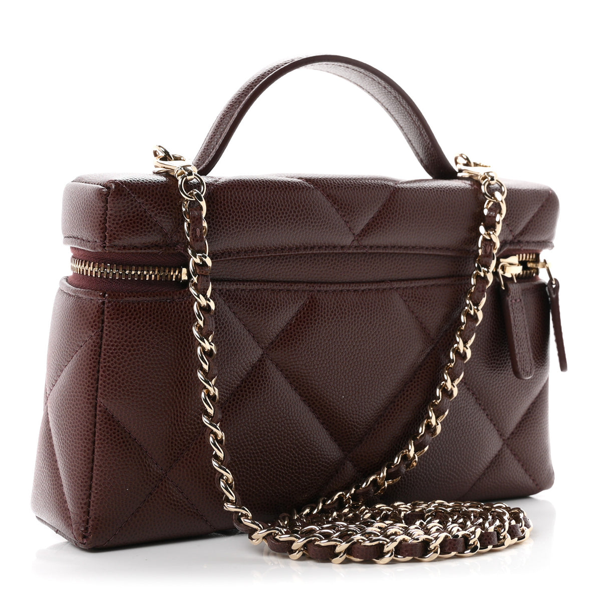 Chanel Caviar Quilted Top Handle Slim Vanity With Chain Dark Brown 3 of 11