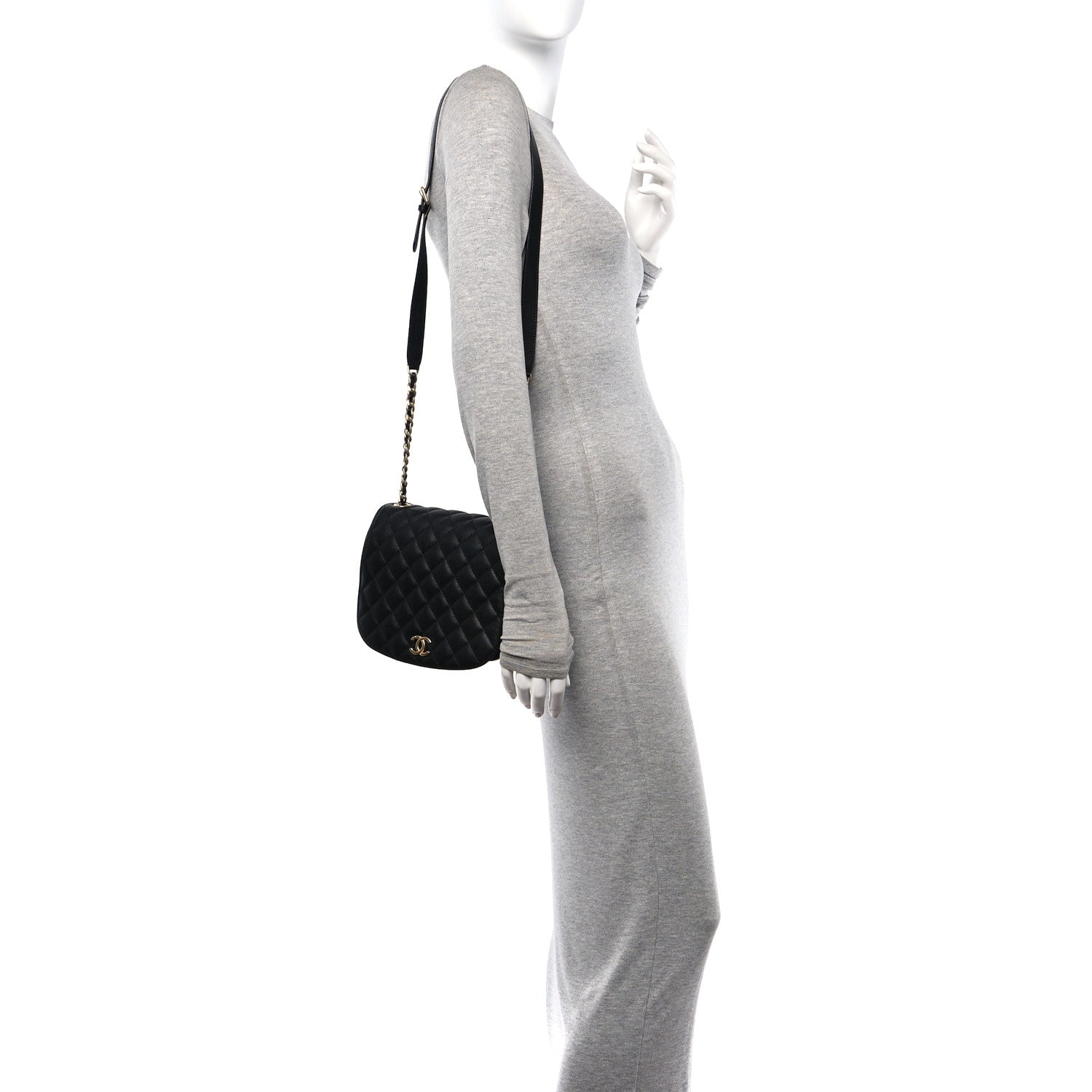Chanel Grained Calfskin Quilted Messenger Flap Black 2 of 10