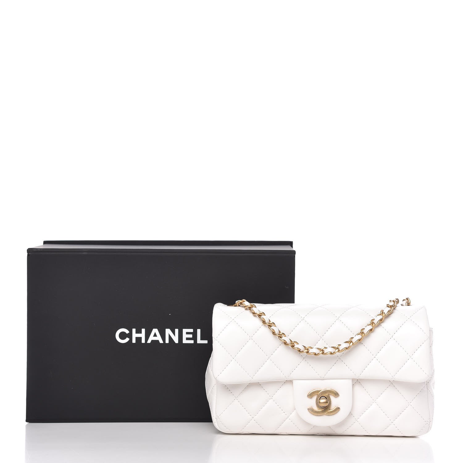 Chanel Lambskin Quilted Mini Rectangular Pearl Crush Flap White 10 of 10