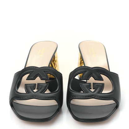 Gucci Cosmos Softy Calfskin Interlocking G Cut Out 55mm Slide Sandals 41 Black 2 of 7