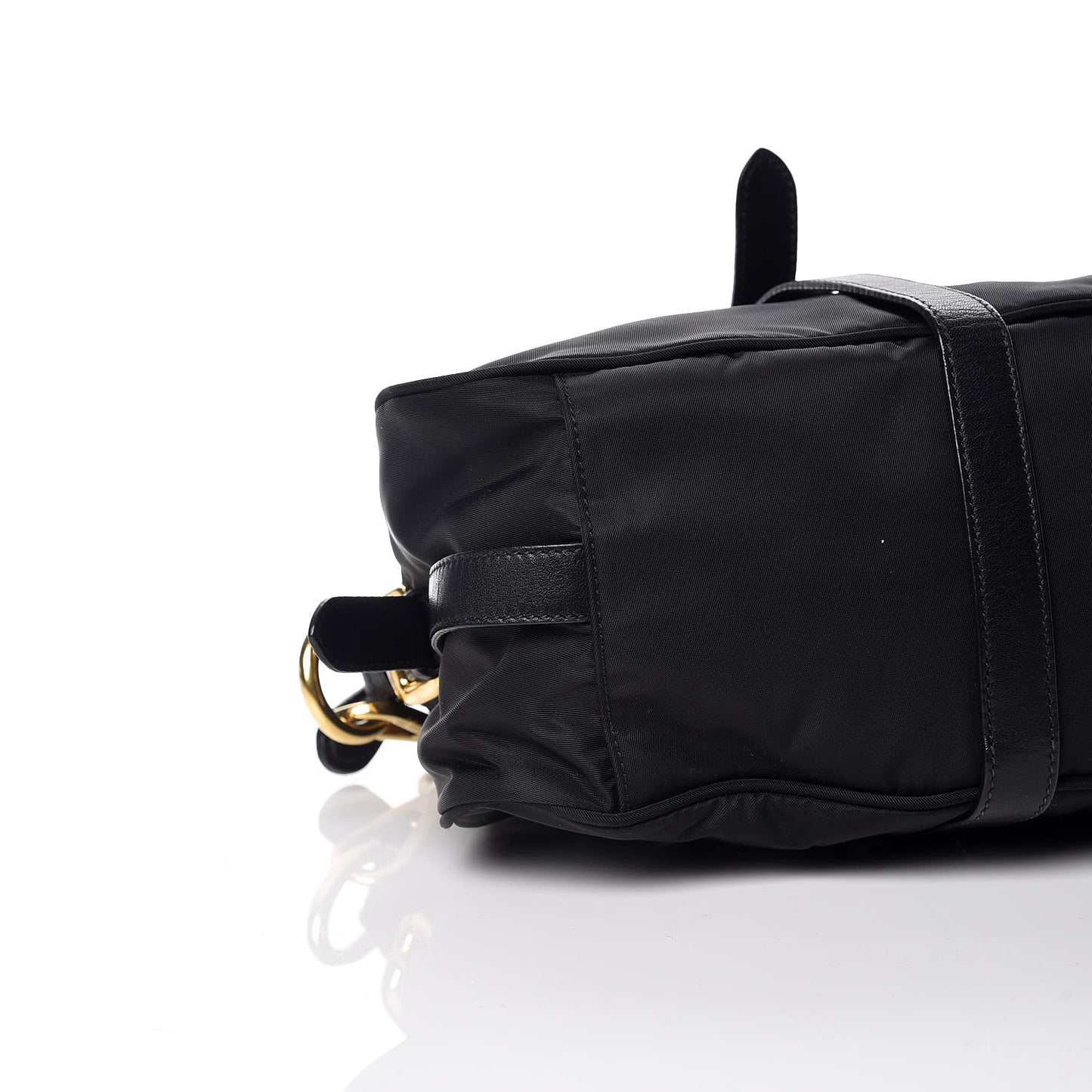 Nylon Tessuto Soft Calfskin Small Shopping Satchel Black