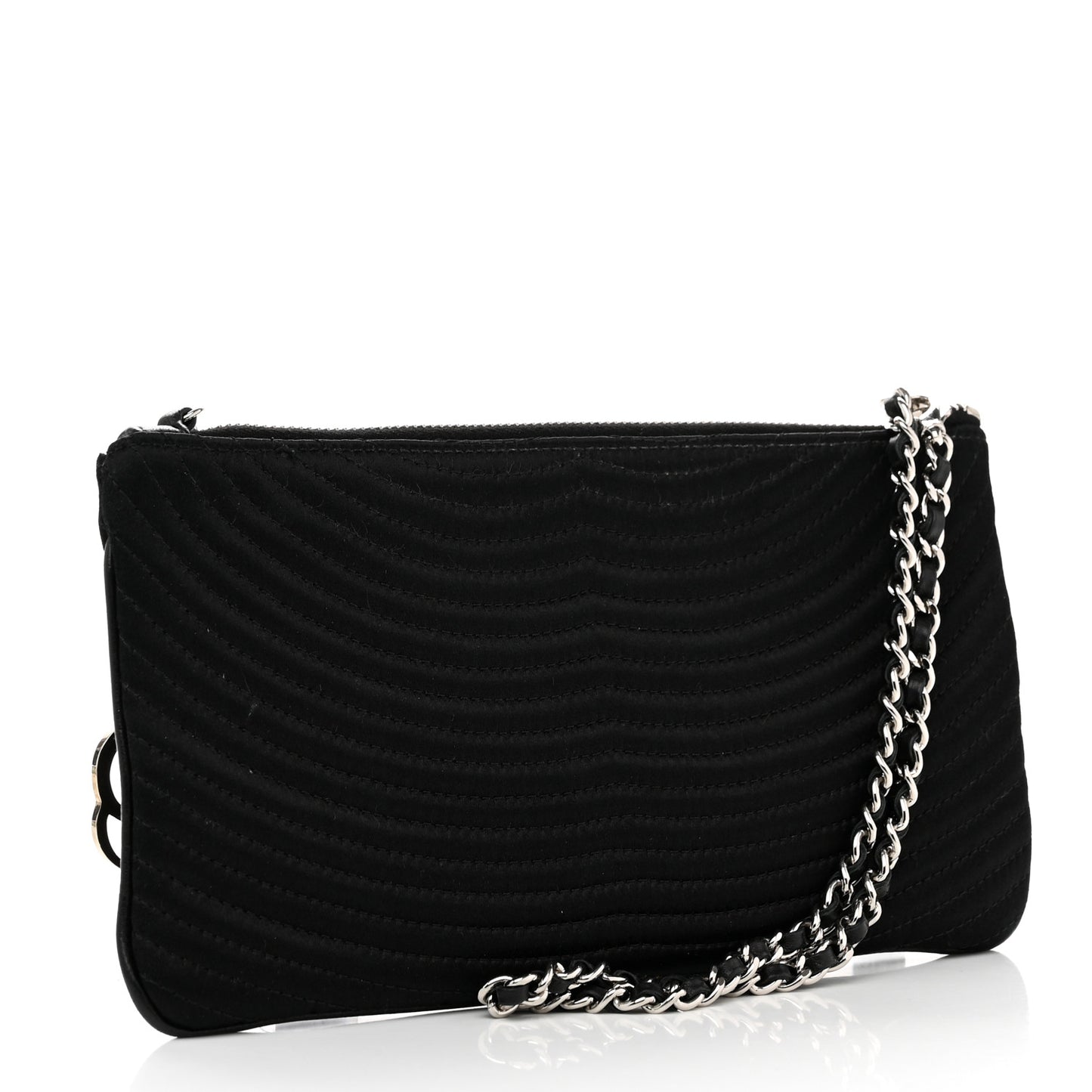 Satin Camellia Evening Bag Black