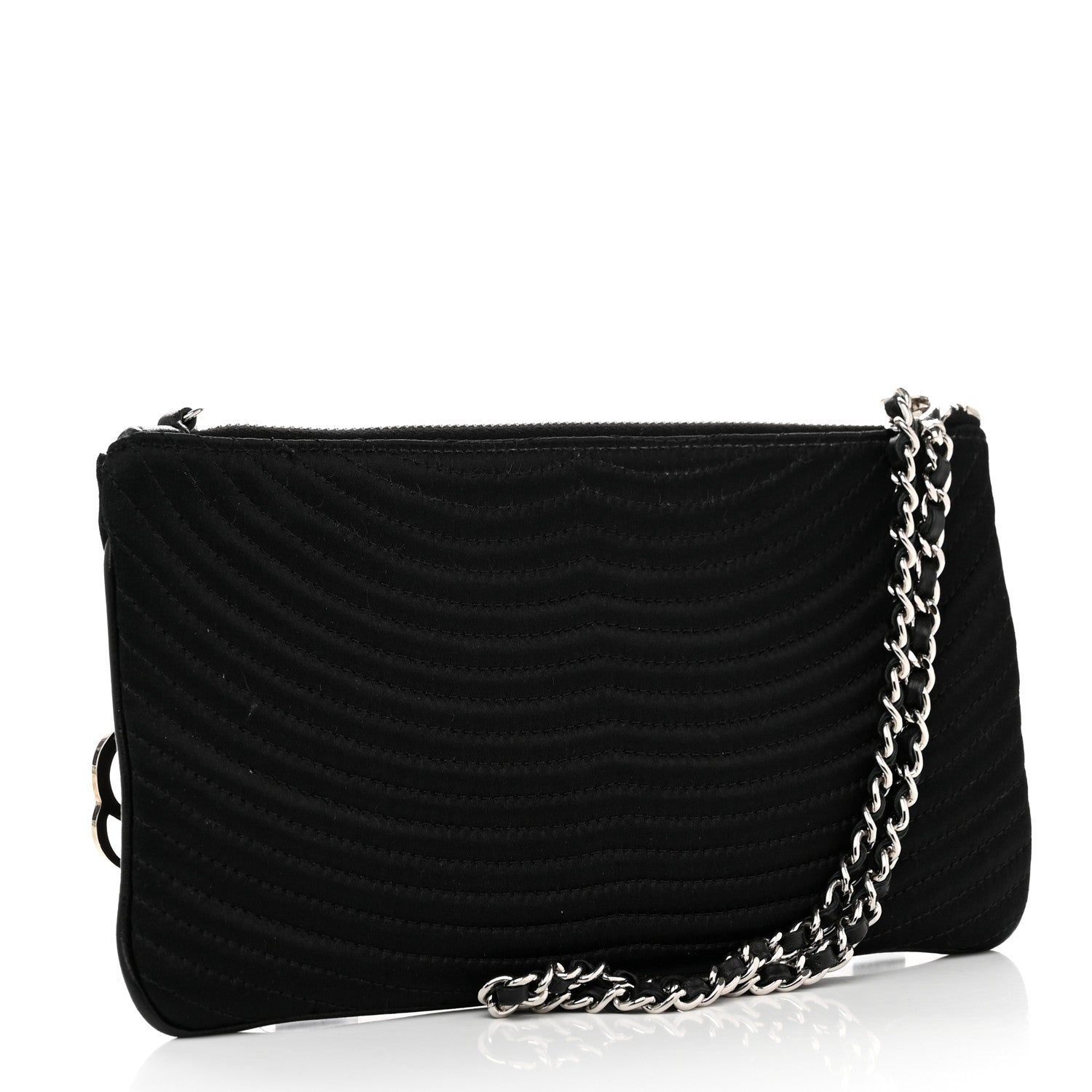 Chanel Satin Camellia Evening Bag Black 3 of 9