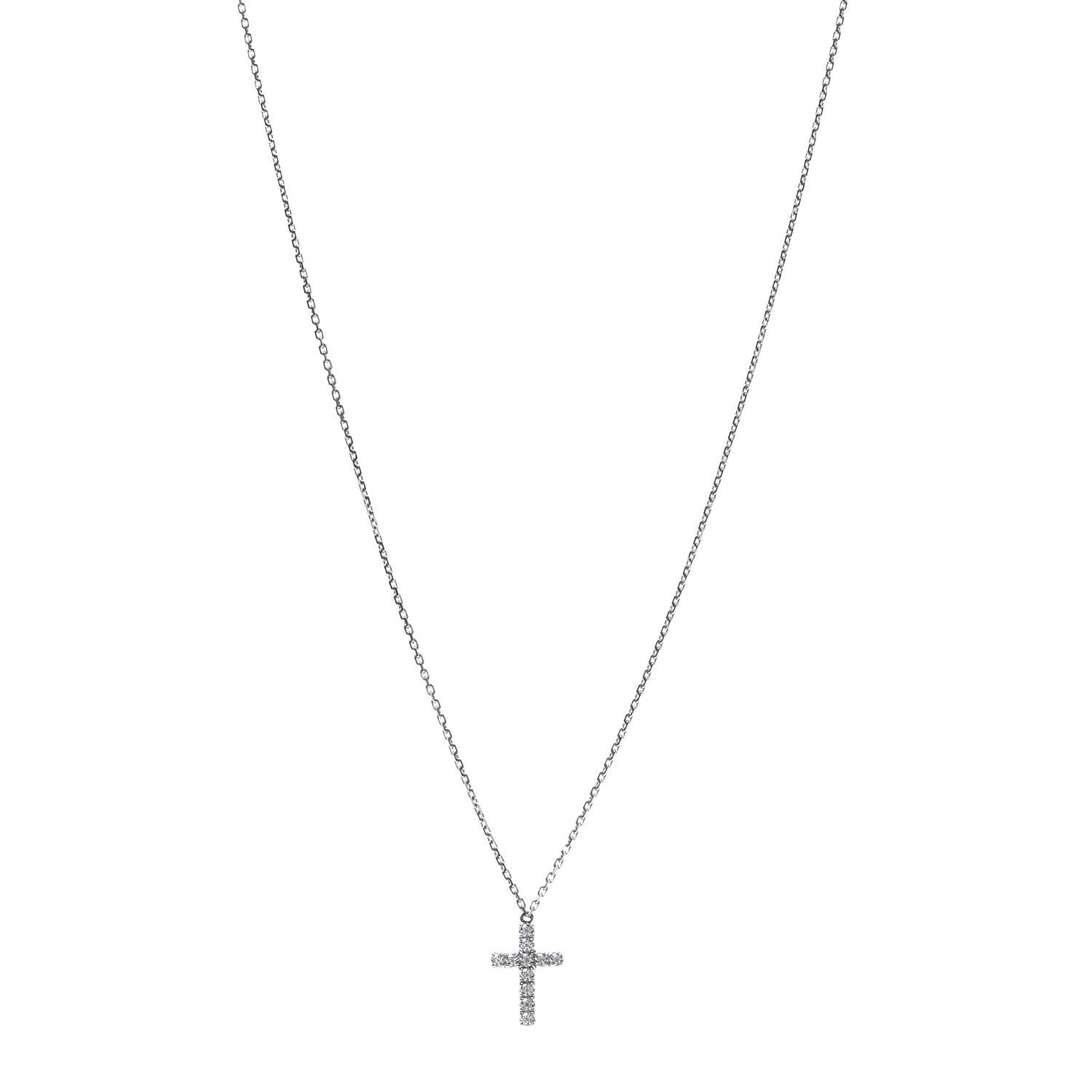 Cartier 18K White Gold Diamond Symbols Cross Pendant Necklace 1 of 5