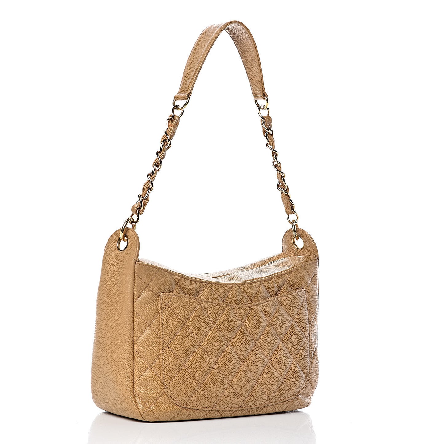 Caviar Quilted Hobo Beige