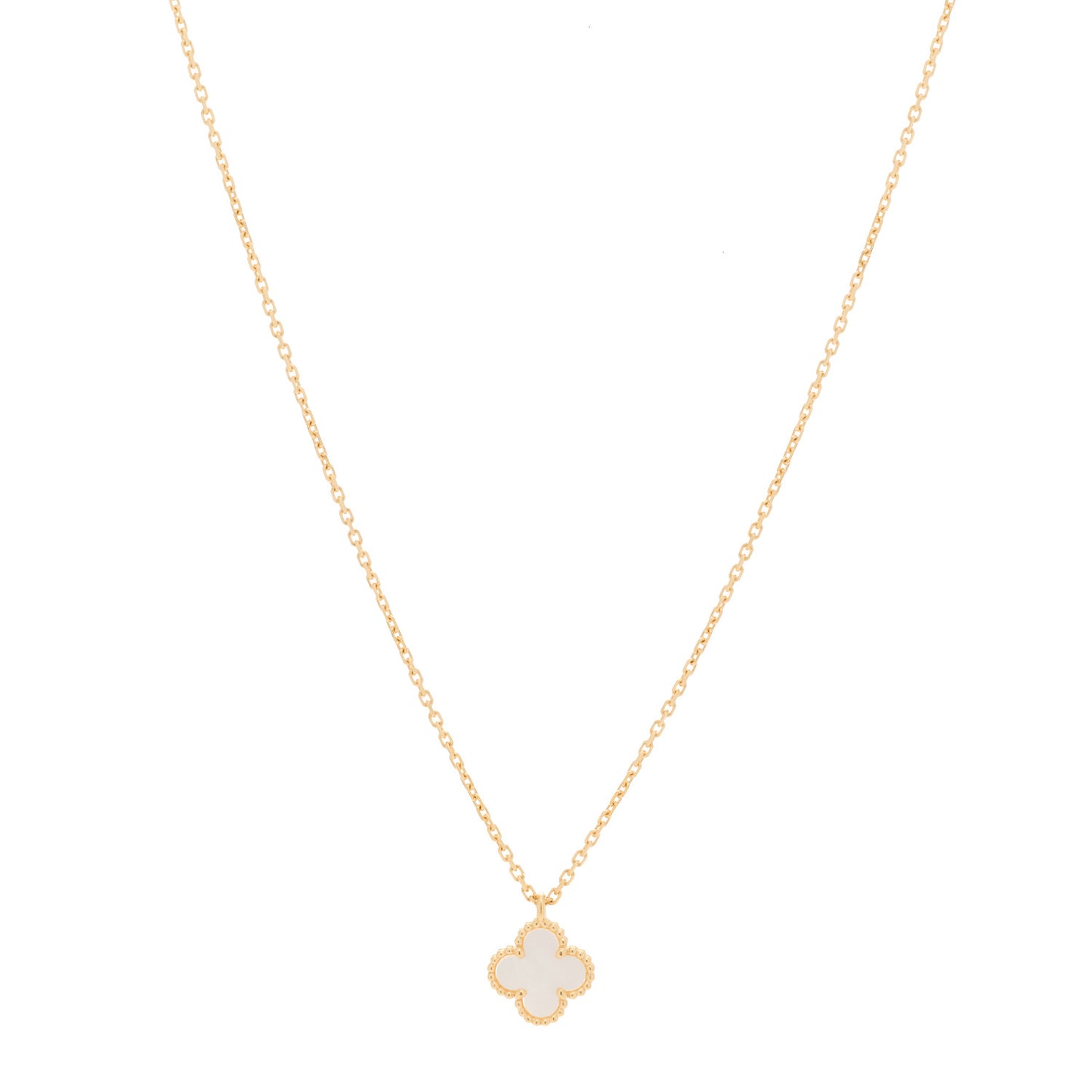 18K Yellow Gold Mother of Pearl Sweet Alhambra Pendant Necklace