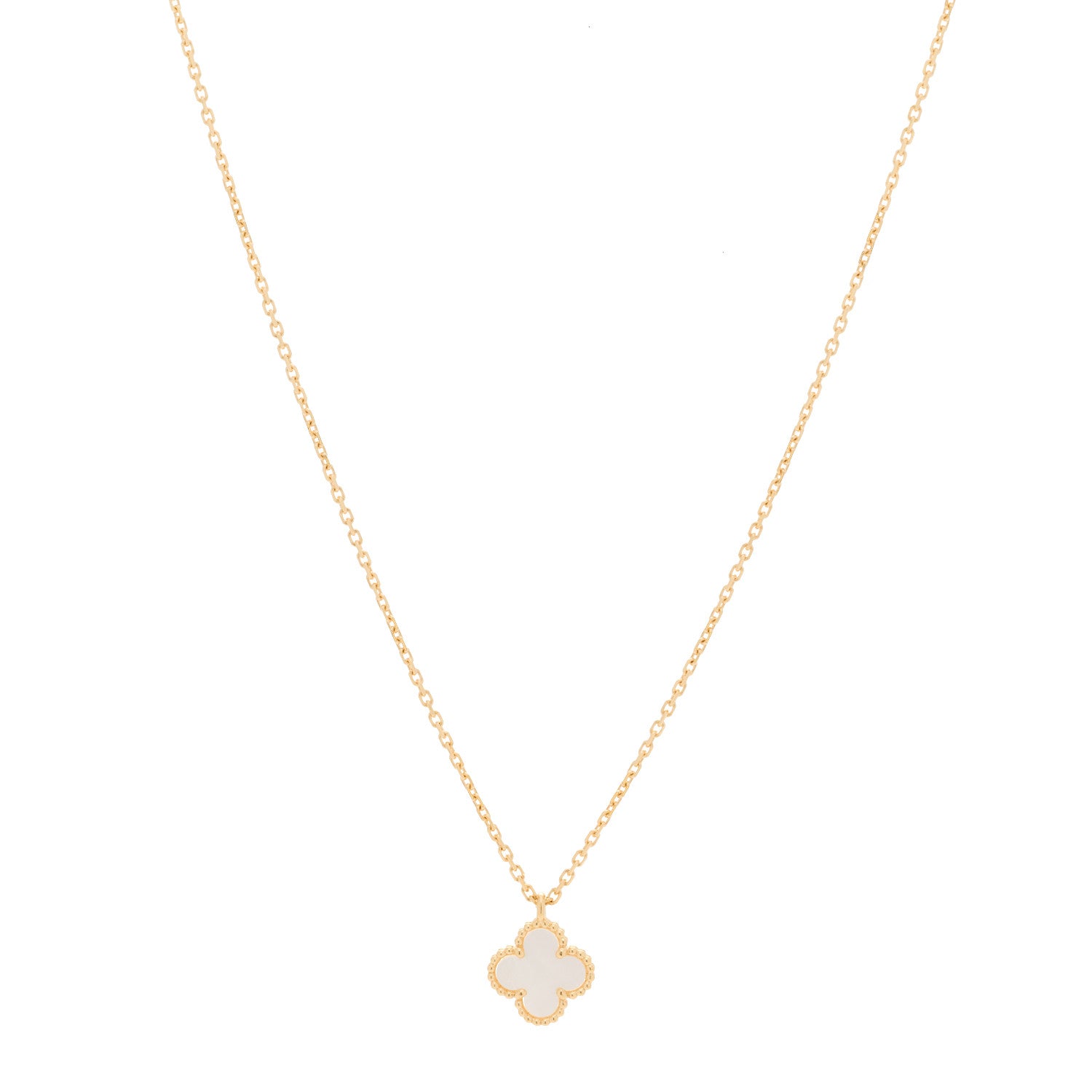 Van Cleef & Arpels 18K Yellow Gold Mother of Pearl Sweet Alhambra Pendant Necklace 1 of 6