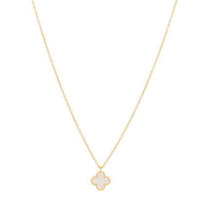 Van Cleef & Arpels 18K Yellow Gold Mother of Pearl Sweet Alhambra Pendant Necklace 1 of 6