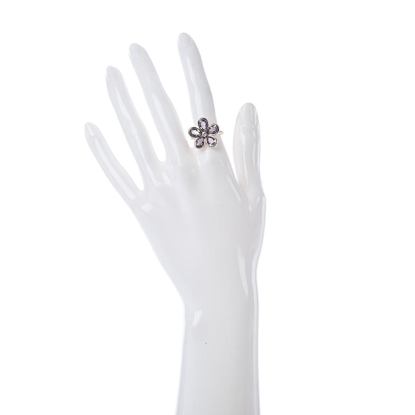 18K Rose Gold Amethyst Diamond Sparklers Flower Ring 51 5.75