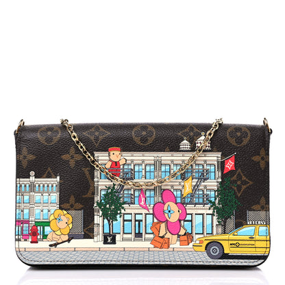 Louis Vuitton Monogram 2022 Christmas Animation New York Soho Pochette Felicie Chain Wallet Yellow 3 of 10