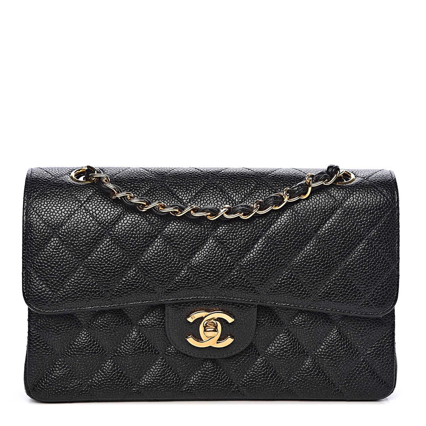 Caviar Quilted Small Double Flap Black