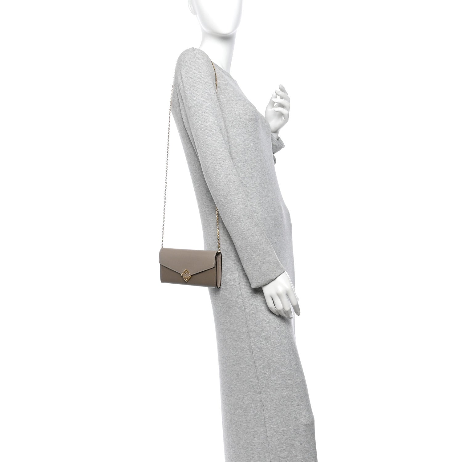 Fendi Vitello King Cruise FF Diamonds Continental Envelope Wallet On Chain Gianduia 2 of 11