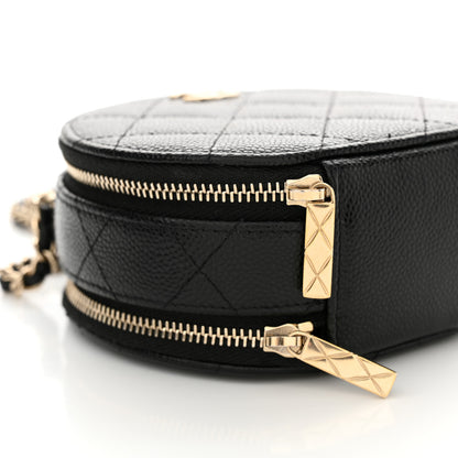 Chanel Caviar Quilted Round Handle With Care Vanity With Chain Black 10 of 13
