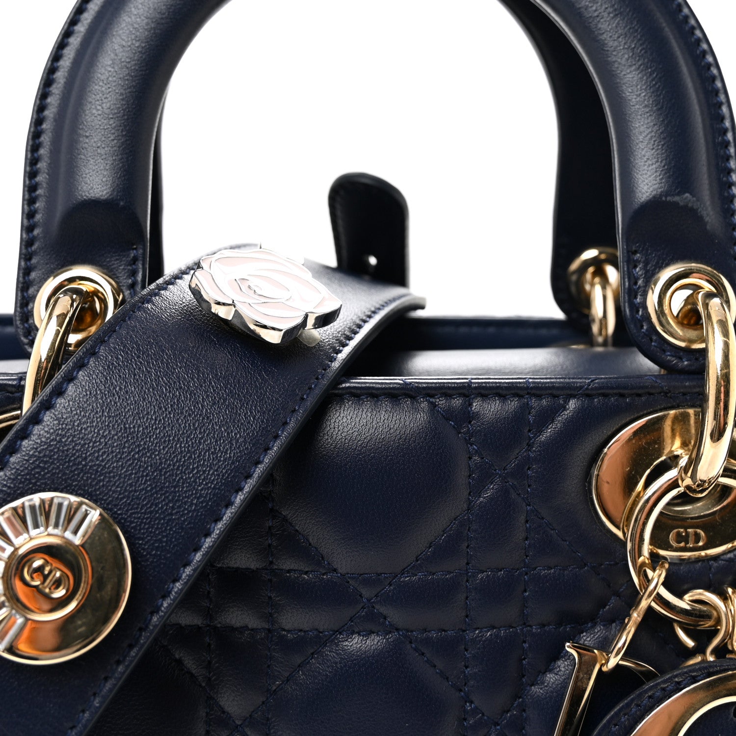 Christian Dior Lambskin Cannage Small Lucky Badges My Lady Dior Navy 7 of 9