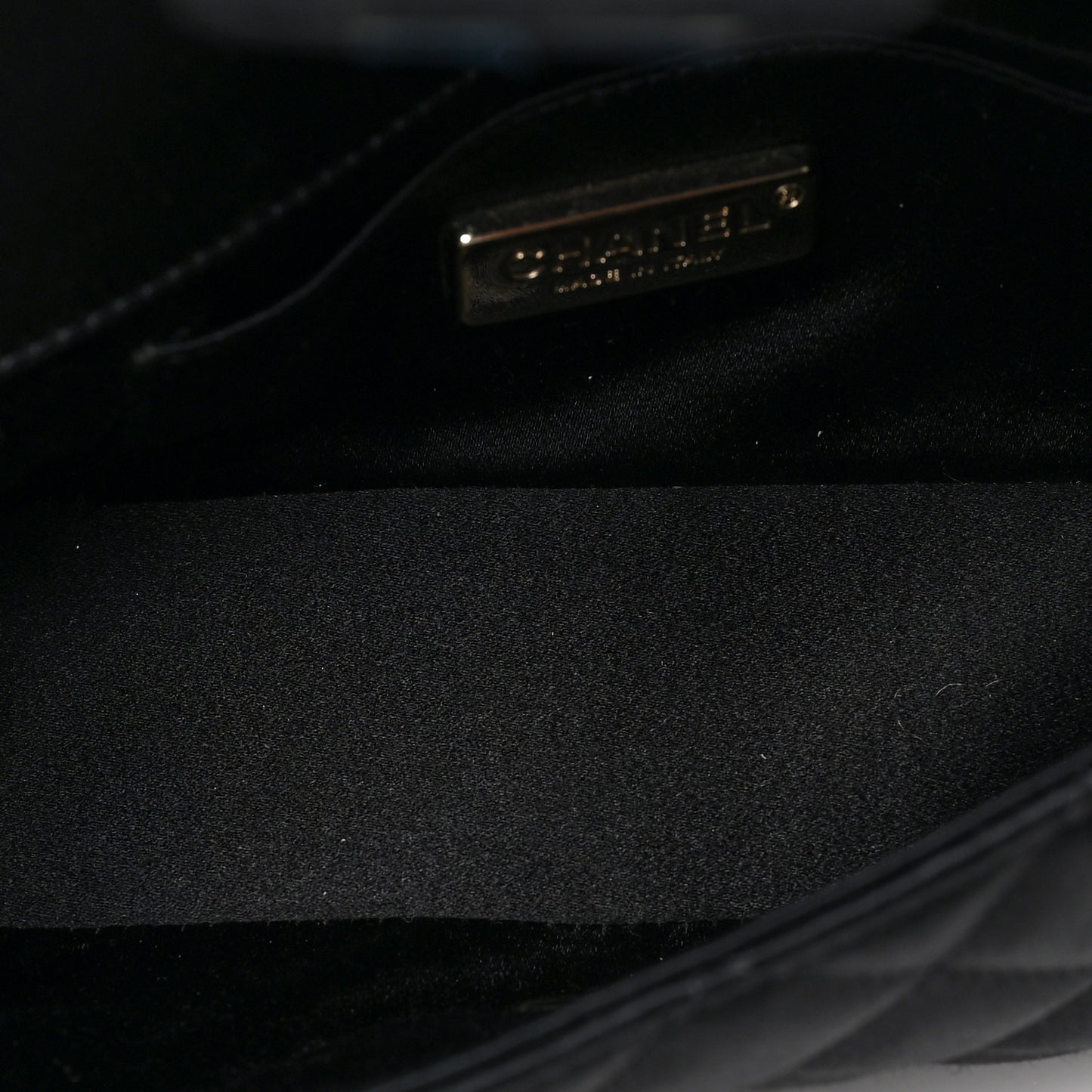 Satin Quilted Mini Rectangular Flap Black