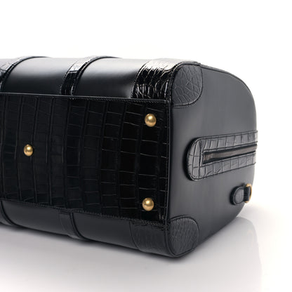 Gucci Calfskin Crocodile Double G Duffle Bag Black 9 of 9